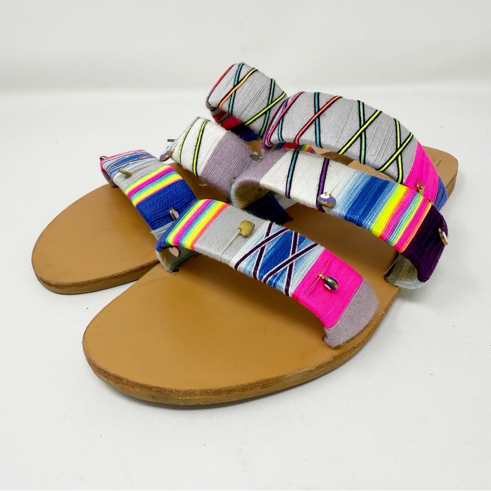 Le Pom Pom HIRA 3-Strand Sandals Mini Charms Women's Size 40 EUR / 9 US Boho